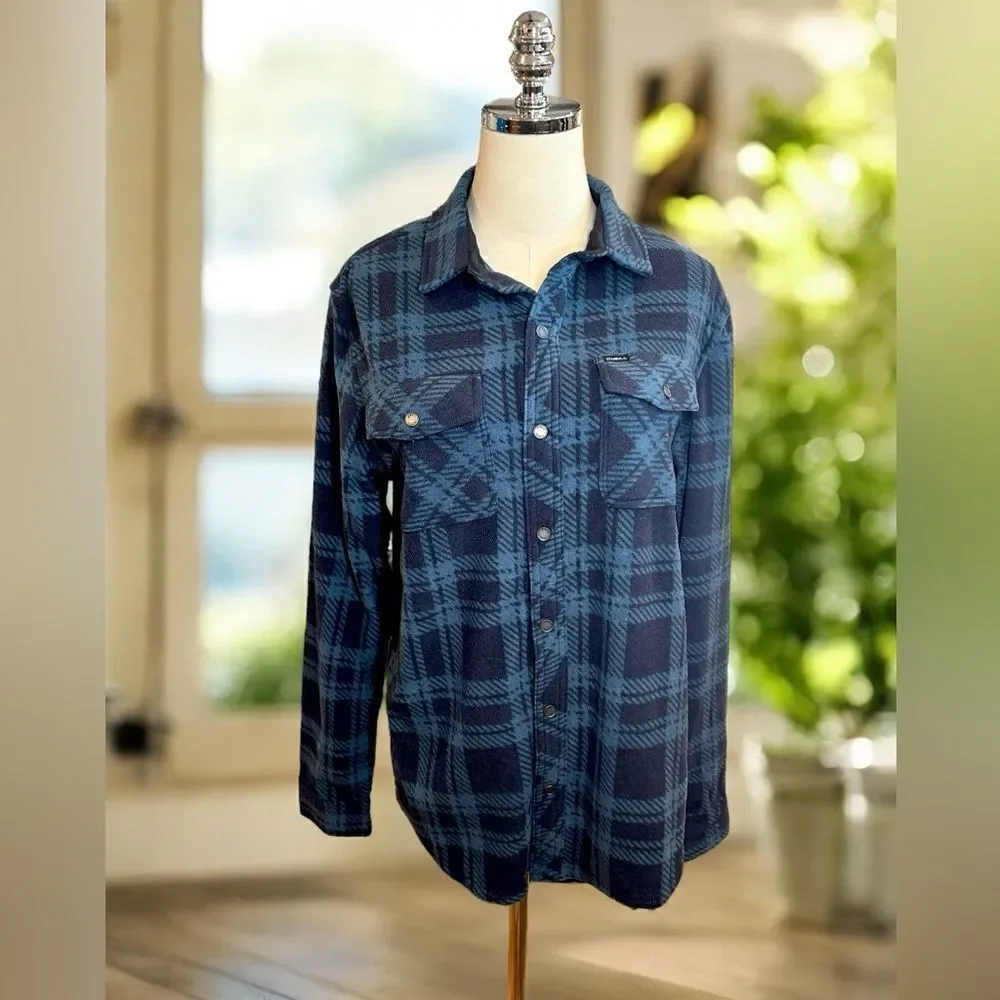 🆕️ O'NEILL Glacier Plaid Superfleece Flannel Button Down Size S